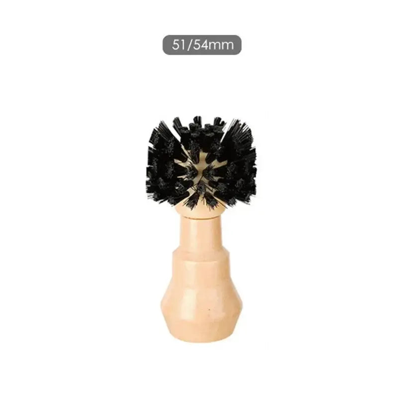 Black bristle cleaning brush with light wood handle 51-54mm for decorbites espresso portafilter and tamper cleaning brush