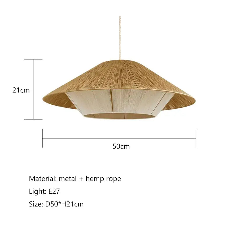 Woven conical pendant lamp in natural beige made of handmade hemp rope by decorbites ideal for kitchen light decor