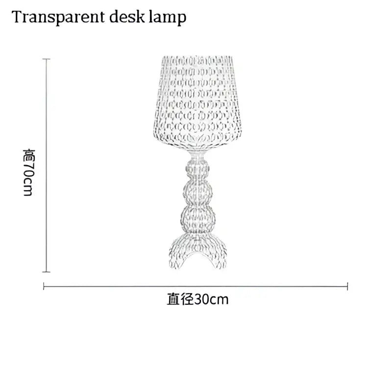 Transparent white acrylic kabuki floor lamp with crystal faceted design and tiered base for living room decorbites acrylic kabuki