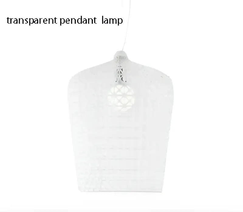 Woven white acrylic kabuki floor lamp with transparent lace-like pendant and exposed bulb for elegant living room decorbites