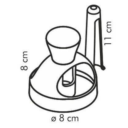 A sleek minimalist hand-cranked coffee grinder with a cylindrical body and handle included in a baking tools kit