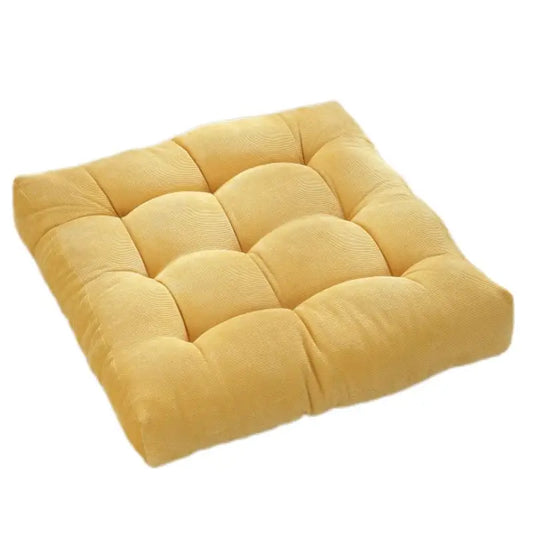 Yellow corduroy tufted square floor pillow by decorbites inyahome square for living room and meditation use